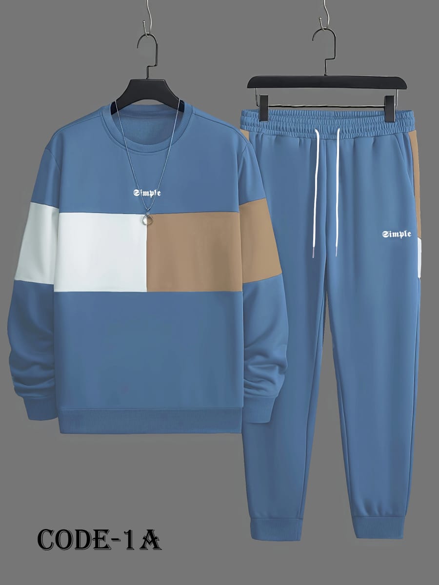 Men's Long Sleeve Sweatshirt And Sweatpants Joggers Set For Winter - 1A